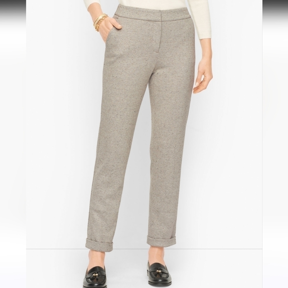 Talbots Luxe Donegal roll cuff pants size large.